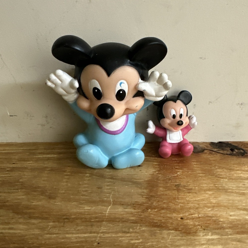 Vintage Baby Mickie & Minnie Mouse PVC Disney Squeaky‎ Toy